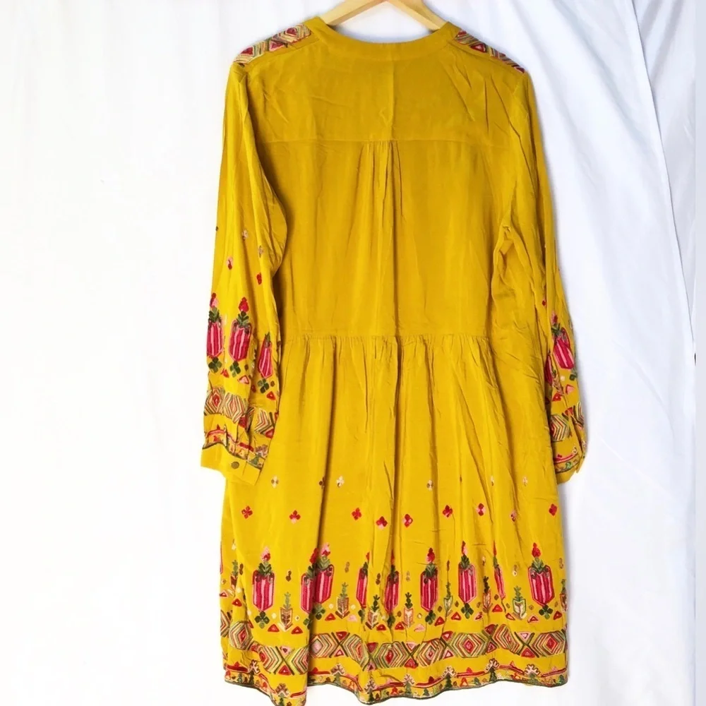 ANTHROPOLOGIE | FLOREAT RAELLA YELLOW EMBROIDERED DRESS LARGE - Picture 11 of 11